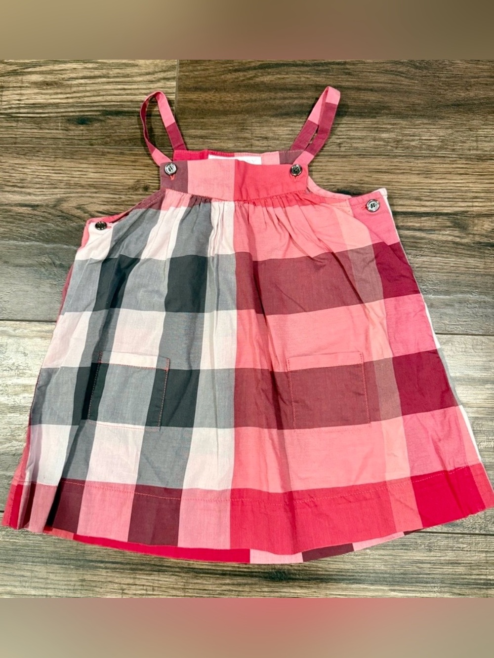 Burberry baby girl red nova check dress 12-18 months nwot